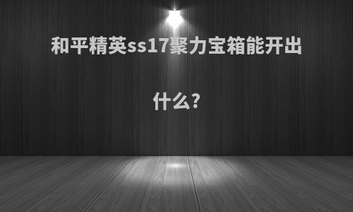 和平精英ss17聚力宝箱能开出什么?