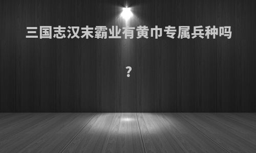 三国志汉末霸业有黄巾专属兵种吗?