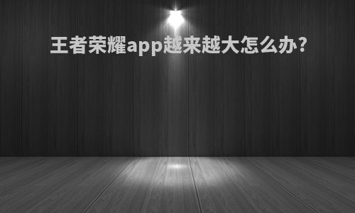 王者荣耀app越来越大怎么办?