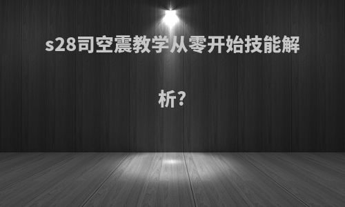s28司空震教学从零开始技能解析?