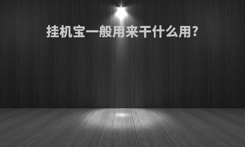 挂机宝一般用来干什么用?