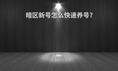 暗区新号怎么快速养号?