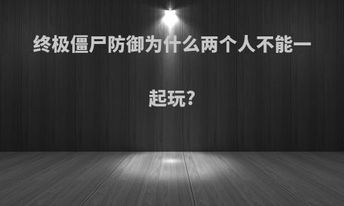 终极僵尸防御为什么两个人不能一起玩?
