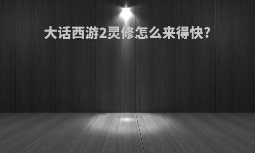 大话西游2灵修怎么来得快?