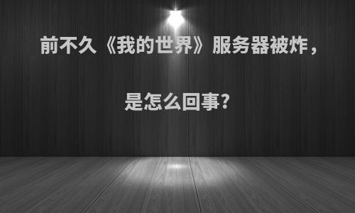 前不久《我的世界》服务器被炸，是怎么回事?