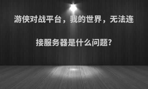 游侠对战平台，我的世界，无法连接服务器是什么问题?