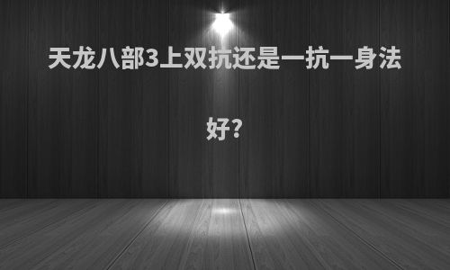天龙八部3上双抗还是一抗一身法好?