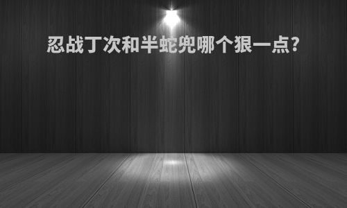 忍战丁次和半蛇兜哪个狠一点?