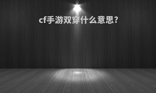 cf手游双穿什么意思?