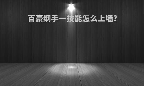 百豪纲手一技能怎么上墙?