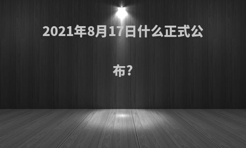 2021年8月17日什么正式公布?