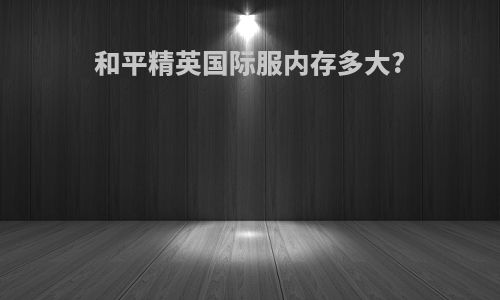 和平精英国际服内存多大?