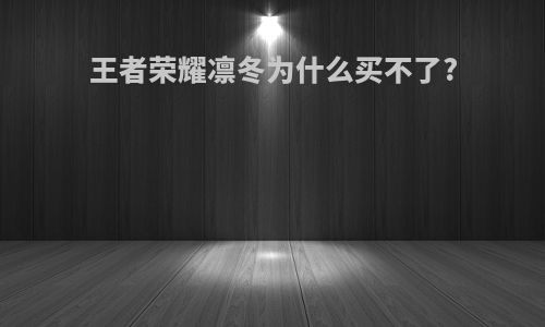 王者荣耀凛冬为什么买不了?