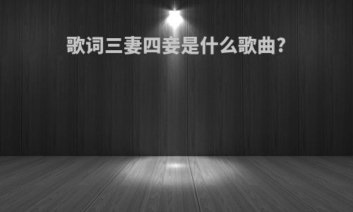 歌词三妻四妾是什么歌曲?