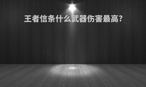 王者信条什么武器伤害最高?