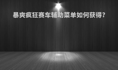 暴爽疯狂赛车辅助菜单如何获得?