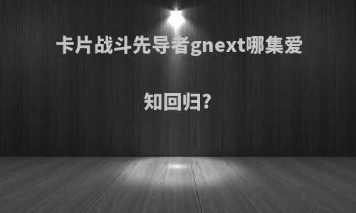 卡片战斗先导者gnext哪集爱知回归?