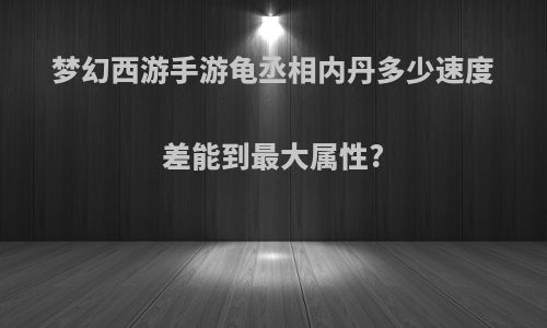 梦幻西游手游龟丞相内丹多少速度差能到最大属性?