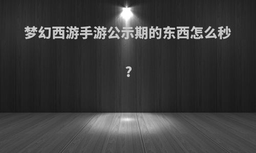 梦幻西游手游公示期的东西怎么秒?