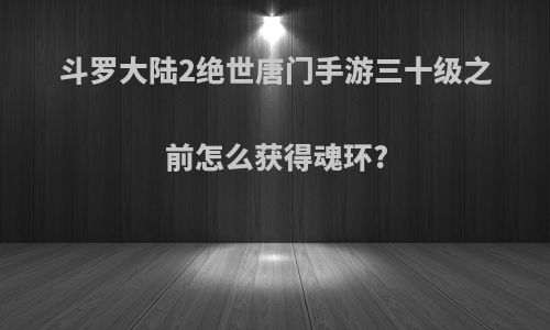 斗罗大陆2绝世唐门手游三十级之前怎么获得魂环?