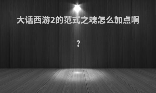 大话西游2的范式之魂怎么加点啊?