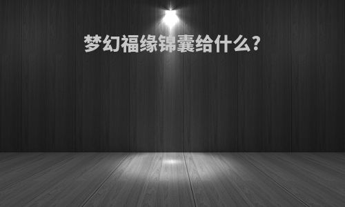 梦幻福缘锦囊给什么?
