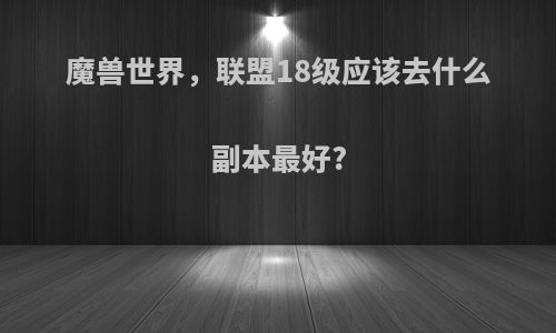 魔兽世界，联盟18级应该去什么副本最好?