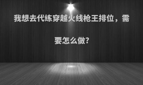 我想去代练穿越火线枪王排位，需要怎么做?