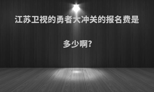 江苏卫视的勇者大冲关的报名费是多少啊?
