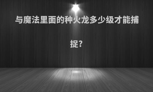 与魔法里面的种火龙多少级才能捕捉?