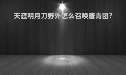 天涯明月刀野外怎么召唤唐青团?