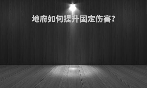 地府如何提升固定伤害?