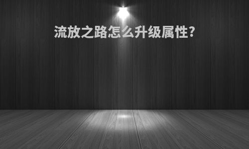 流放之路怎么升级属性?